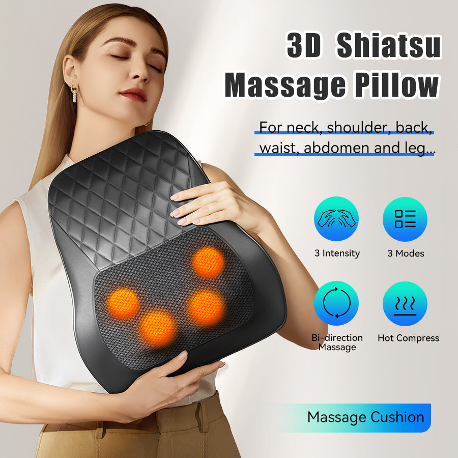 Deep Kneading Neck Shoulder Heat Relax Massage Pillow